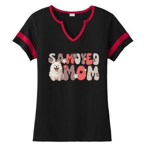 Samoyed Groovy WorldS Best Samoyed Mom Ladies Halftime Notch Neck Tee