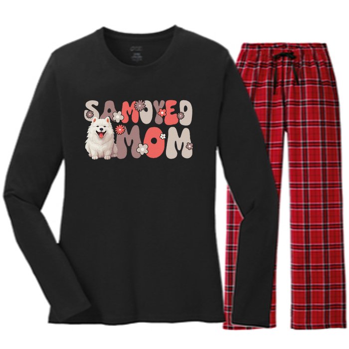 Samoyed Groovy WorldS Best Samoyed Mom Women's Long Sleeve Flannel Pajama Set 