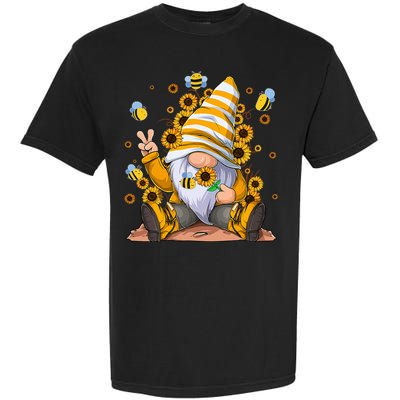 Sunflower Gnome With Bee Hippie Flower mom Garment-Dyed Heavyweight T-Shirt