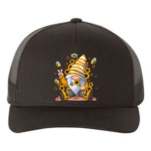 Sunflower Gnome With Bee Hippie Flower mom Yupoong Adult 5-Panel Trucker Hat