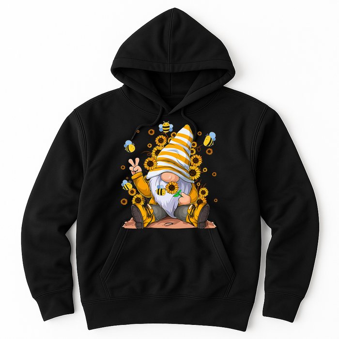 Sunflower Gnome With Bee Hippie Flower mom Hoodie