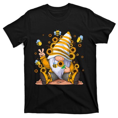 Sunflower Gnome With Bee Hippie Flower mom T-Shirt