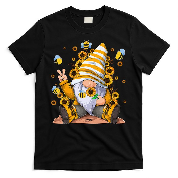 Sunflower Gnome With Bee Hippie Flower mom T-Shirt