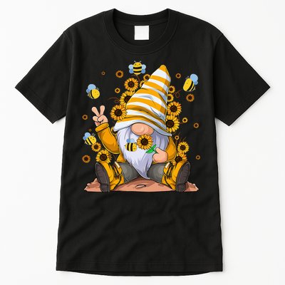 Sunflower Gnome With Bee Hippie Flower mom Tall T-Shirt