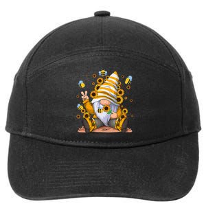 Sunflower Gnome With Bee Hippie Flower mom 7-Panel Snapback Hat