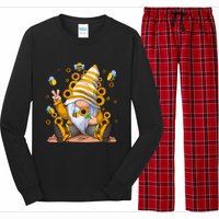 Sunflower Gnome With Bee Hippie Flower mom Long Sleeve Pajama Set