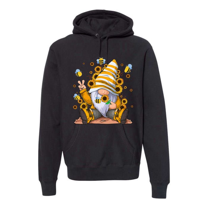 Sunflower Gnome With Bee Hippie Flower mom Premium Hoodie