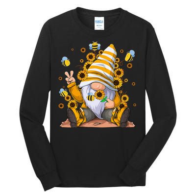 Sunflower Gnome With Bee Hippie Flower mom Tall Long Sleeve T-Shirt