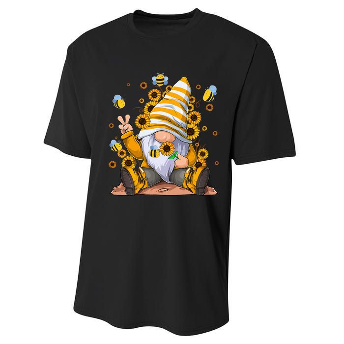 Sunflower Gnome With Bee Hippie Flower mom Performance Sprint T-Shirt