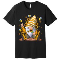 Sunflower Gnome With Bee Hippie Flower mom Premium T-Shirt