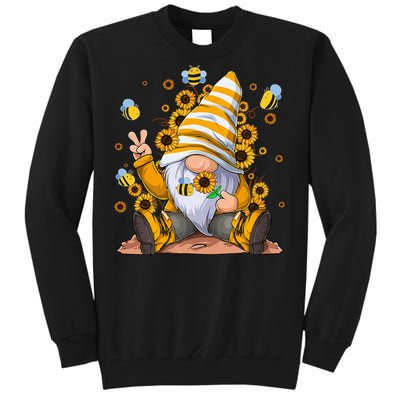 Sunflower Gnome With Bee Hippie Flower mom Tall Sweatshirt