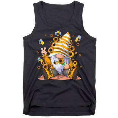 Sunflower Gnome With Bee Hippie Flower mom Tank Top