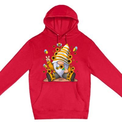 Sunflower Gnome With Bee Hippie Flower mom Premium Pullover Hoodie