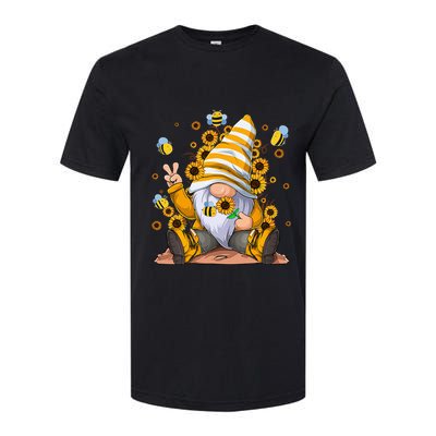 Sunflower Gnome With Bee Hippie Flower mom Softstyle CVC T-Shirt