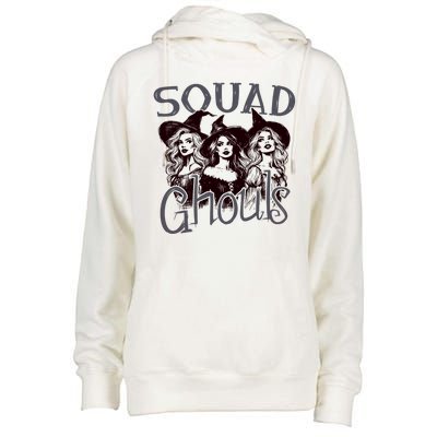 Squad Ghouls Witches Halloween Festive Womens Funnel Neck Pullover Hood