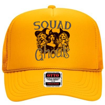 Squad Ghouls Witches Halloween Festive High Crown Mesh Back Trucker Hat