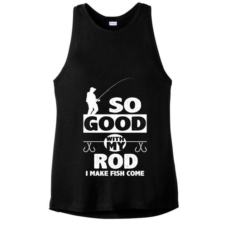 So Good With My Rod Funny FIshing Ladies PosiCharge Tri-Blend Wicking Tank
