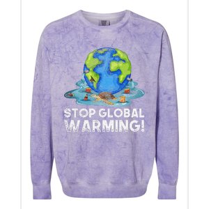 Stop Global Warming Climate Change Awareness Earth Day Colorblast Crewneck Sweatshirt