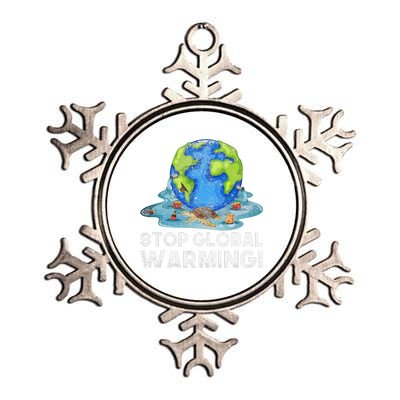 Stop Global Warming Climate Change Awareness Earth Day Metallic Star Ornament