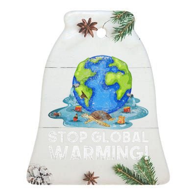 Stop Global Warming Climate Change Awareness Earth Day Ceramic Bell Ornament