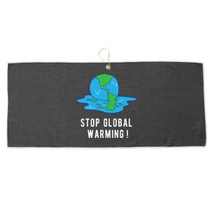 Stop Global Warming Climate Change Earth Day Large Microfiber Waffle Golf Towel