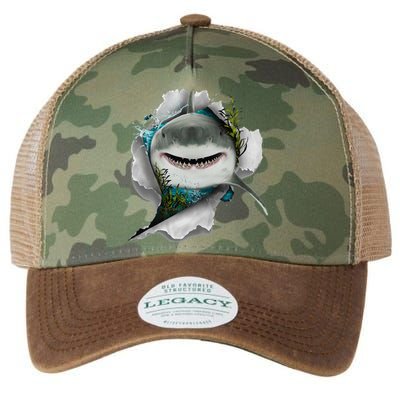 Shark Great White Shark Deep Sea Fishing Funny Shark Legacy Tie Dye Trucker Hat