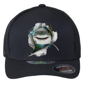 Shark Great White Shark Deep Sea Fishing Funny Shark Flexfit Unipanel Trucker Cap