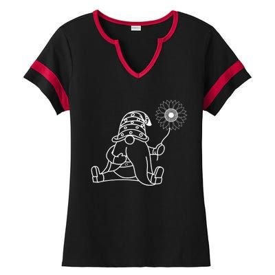 Summer Gnomes With Sunflower Graphic Ladies Halftime Notch Neck Tee