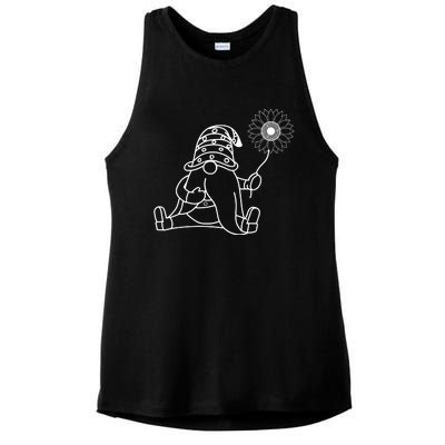 Summer Gnomes With Sunflower Graphic Ladies PosiCharge Tri-Blend Wicking Tank