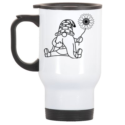 Summer Gnomes With Sunflower Graphic Stainless Steel Travel Mug