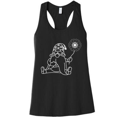 Summer Gnomes With Sunflower Women's Racerback Tank