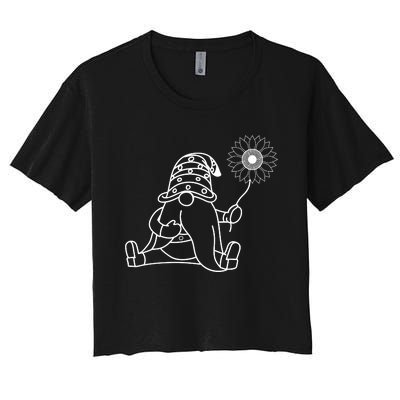 Summer Gnomes With Sunflower Women's Crop Top Tee