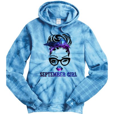 september galaxy wink eye woman face wink eyes lady Tie Dye Hoodie