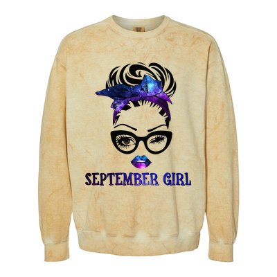 september galaxy wink eye woman face wink eyes lady Colorblast Crewneck Sweatshirt