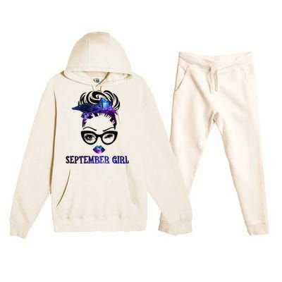 september galaxy wink eye woman face wink eyes lady Premium Hooded Sweatsuit Set