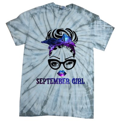 september galaxy wink eye woman face wink eyes lady Tie-Dye T-Shirt