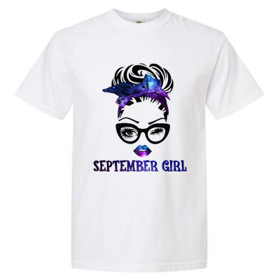 september galaxy wink eye woman face wink eyes lady Garment-Dyed Heavyweight T-Shirt