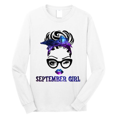 september galaxy wink eye woman face wink eyes lady Long Sleeve Shirt