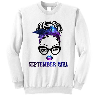 september galaxy wink eye woman face wink eyes lady Sweatshirt