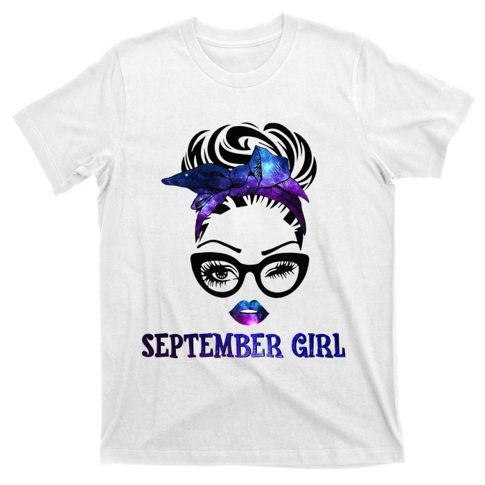 september galaxy wink eye woman face wink eyes lady T-Shirt