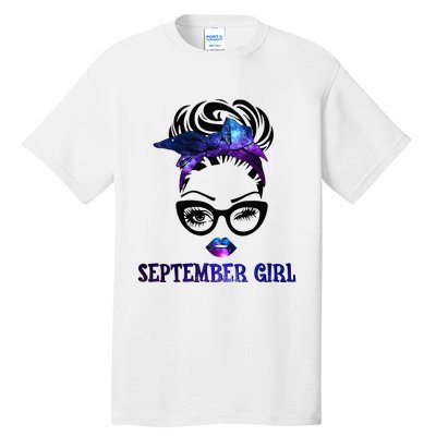 september galaxy wink eye woman face wink eyes lady Tall T-Shirt