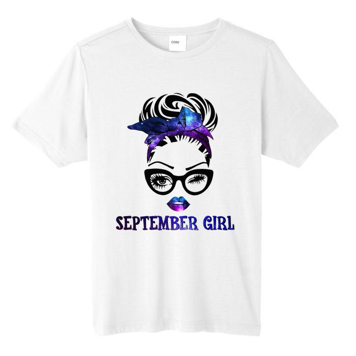 september galaxy wink eye woman face wink eyes lady Tall Fusion ChromaSoft Performance T-Shirt