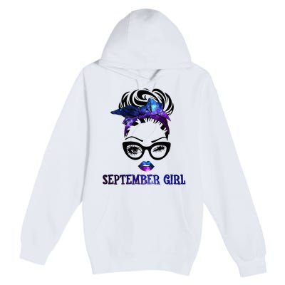 september galaxy wink eye woman face wink eyes lady Premium Pullover Hoodie