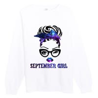 september galaxy wink eye woman face wink eyes lady Premium Crewneck Sweatshirt