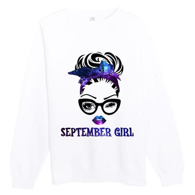 september galaxy wink eye woman face wink eyes lady Premium Crewneck Sweatshirt