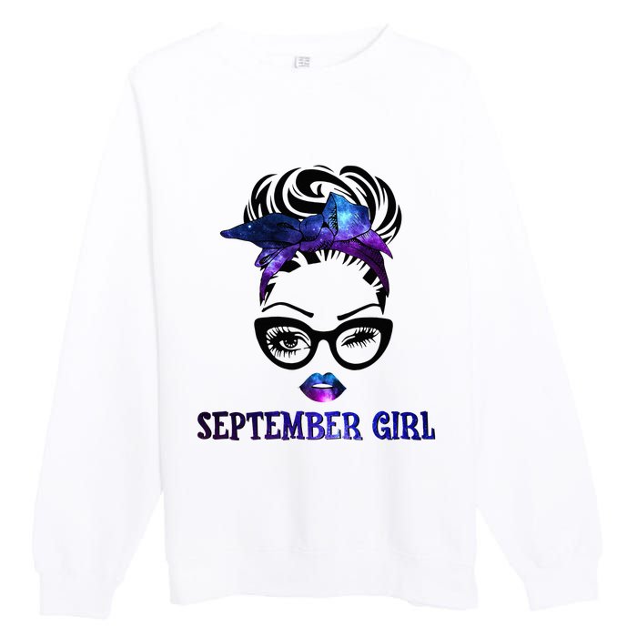 september galaxy wink eye woman face wink eyes lady Premium Crewneck Sweatshirt