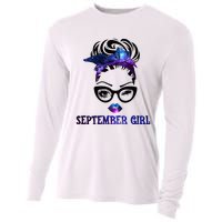 september galaxy wink eye woman face wink eyes lady Cooling Performance Long Sleeve Crew