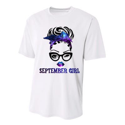 september galaxy wink eye woman face wink eyes lady Performance Sprint T-Shirt