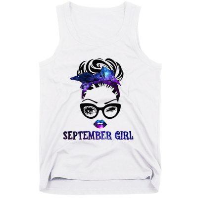 september galaxy wink eye woman face wink eyes lady Tank Top