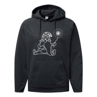 Summer Gnome With Sunflower Performance Fleece Hoodie